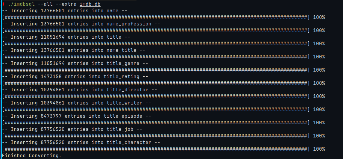 CLI To convert IMDb TSV (Tab Separated Values) Into a Sqlite tables