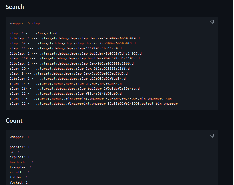 Command line interface show casing word counting per document